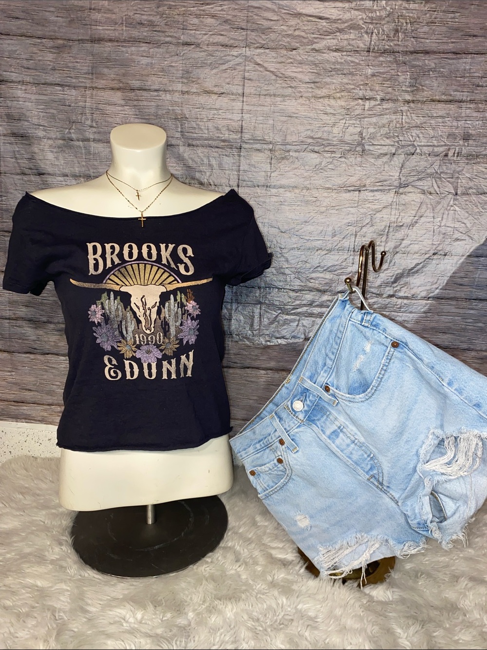 Brooks & Dunn Off The Shoulder Graphic Tee